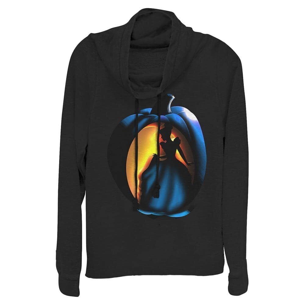 8028 Disney Cinderella Pumpkin Carve Glow Cowl Neck T Shirt, Black, Small